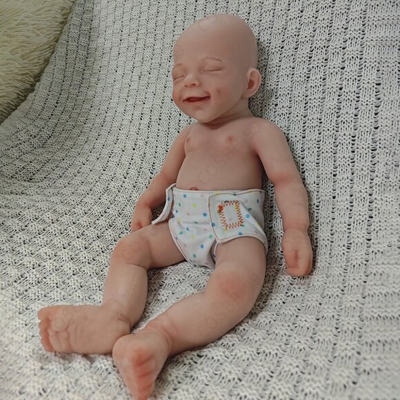 40cm Full Silicone Closed Eyes Sleeping 4.18lbs Newborn Baby Boy Reborn Doll - Picture 1 of 13